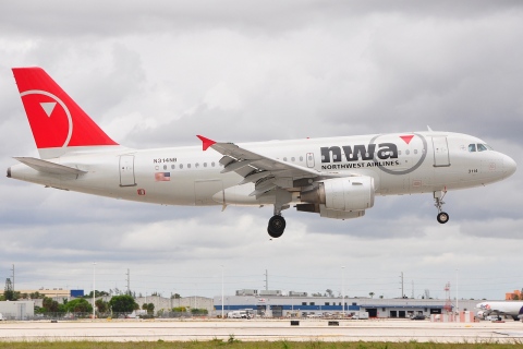 N314NB - A319-114 - Northwest Airlines - MIA - 18-05-2009