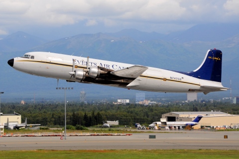 N747CE - DC-6 (C-118A Liftmaster) - Everts Air Cargo - ANC - 01-07-2014