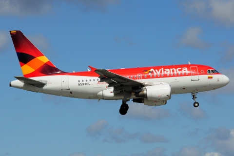 N593EL - A318-111 - Avianca - MIA - 02-02-2016